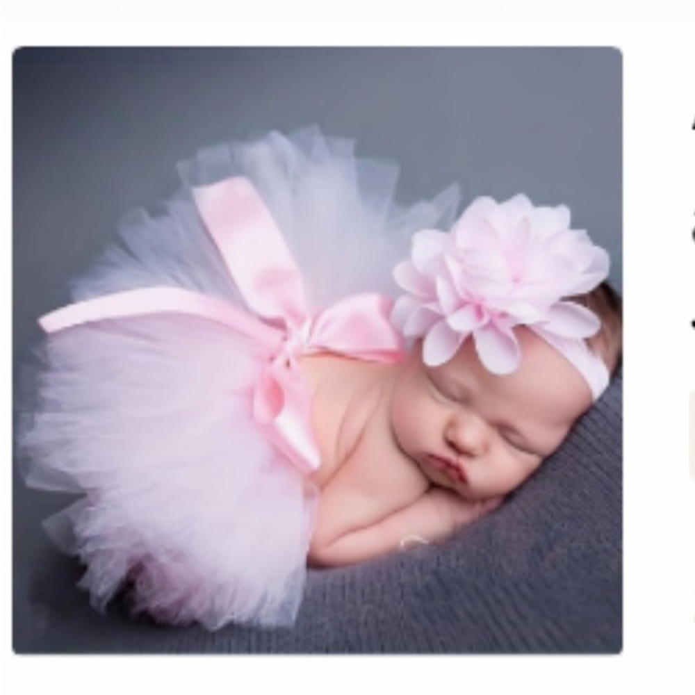 Tutu skirt and flower headband set. Perfect‎ for newborn babies/photo shoots.